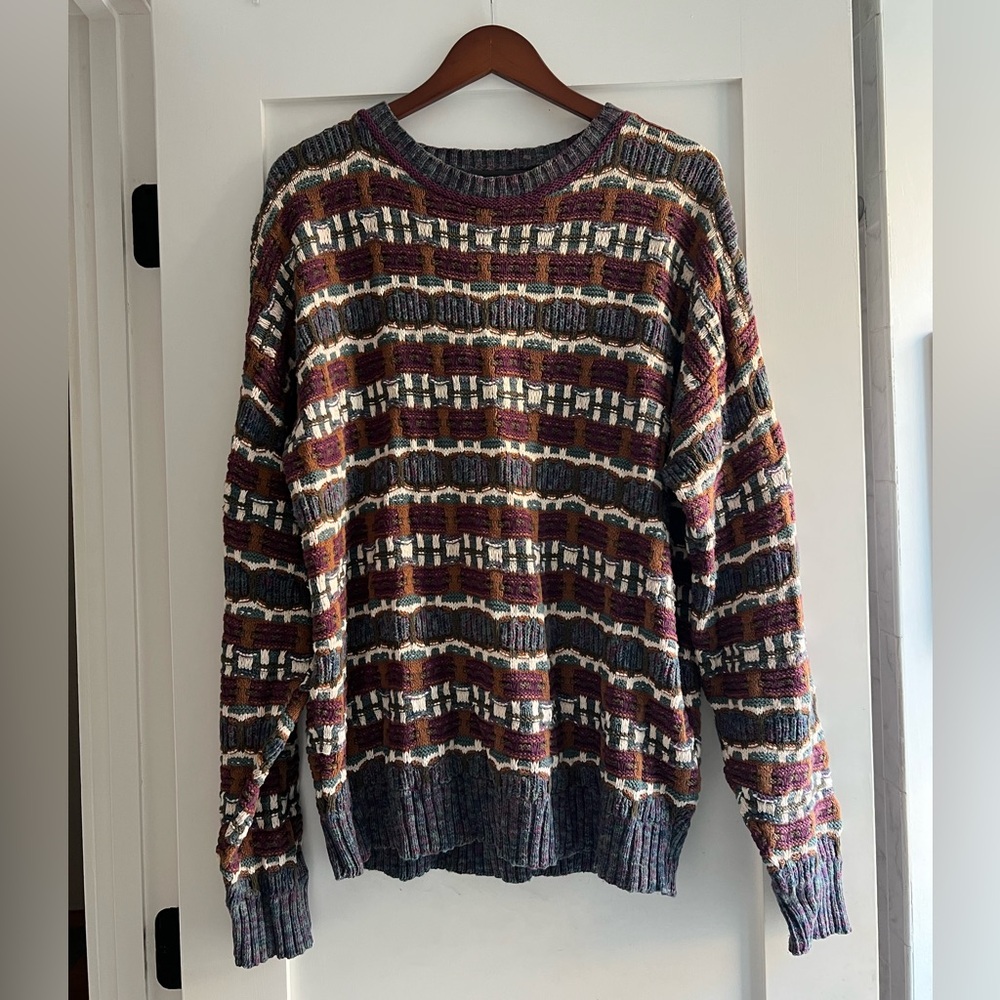 Grandpa-core 90s Multicolor Patterned Sweater